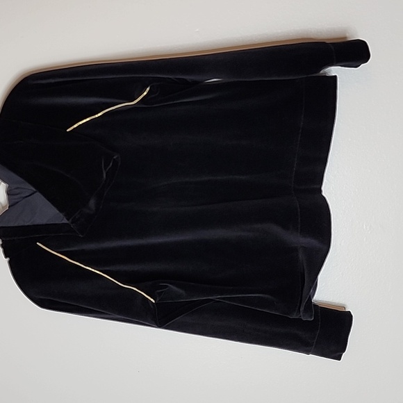 Ralph Lauren Black Velour Women's Jacket with Gold Accents Hoodie - Picture 7 of 8